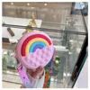 Cartoon Silikon Mädchen Umhängetasche Pop Tasche Zappeln Mädchen Spielzeug Push Blasen Squeeze Spielzeug Münze Taschen Regenbogen Macaron Farbe