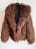 Женская дубленка из искусственного меха из натуральной Монголии, женская куртка из цельного меха с большим отложным воротником 231129