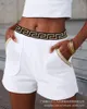 Damesshorts Wepbel Lint Stiksels Korte Broek Dames Hoge Taille Kant Contrastkleur Zomer Casual Geo Tape Patch Trim