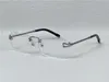 Vendita di occhiali ottici vintage 8418 lenti senza montatura catena intrecciata e fibbia a catena occhiali da tempio moda business occhiali decorativi d'avanguardia di alta qualità