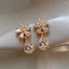 Dangle Earrings Trendy Elegant Zircon Leaf Crystal Water Drop For Women Shiny Luxury Wedding Jewelry Gifts Brincos