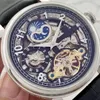 Klasyczny wysokiej klasy zegarek męski Hollow Design Luxury Mechanical Automatyczne zegarek Pasek Cowhide i Pasek ze stali nierdzewnej Design męski zegarek