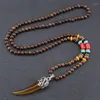 Hänge halsband nepal långa buddhistiska mala trä pärlor ox horn och halsband etnisk bohemisk boho buddha lyckliga smycken för kvinnor män