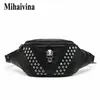 Mihaivina Punk Rivet Skull Men Waist Bag women Black Fanny Pack Leather Chest S女性肩のメッセンジャーバムS 220216267o