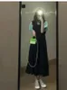 Arbetsklänningar Gothiscyn 2023 Preppy Style Suspender Dress Green Shirt Tvådelad kostym Kvinnor Summer Kawaii Ladies French Casual Student