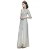 Party Dresses Banquet Evening Dresses 2023 Grey Sequin Split Grand Dresses Elegant Banquet Host Annual Meeting Dresses