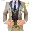 Ternos masculinos blazers terno de casamento para homens formal blazer calças colete três peças noivo jaqueta conjunto jacquard fino ajuste outfit conjuntos de chaquetaL231130