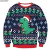 Herentruien IOOTIANY Heren Herfstfeest Vakantie Truien 3D-geprinte losse sweatshirts Top Grappig Leuke Cartoon Dinosaurus Lelijke kersttrui 231130