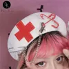 Berets Harajuku Punk Gothic Pin Women Hat White Autumn Winter Warm Metal Chain Kawaii Girls Streetwear Y2K Accessories