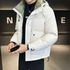 Donsparka's voor heren Van Woo Fw8980 2023 Store Owner Style Winter Witte eendendons Gebreide capuchon met paneel Donsjas Trendy herenpaneel