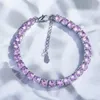 Braccialetti a maglie Vendita all'ingrosso di accessori per braccialetti di cristallo rosa di lusso europei e americani, un pezzo per la distribuzione