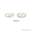 Bant Rings 2pcs Modaya uygun altın renk kalp zirkon halkaları Kadınlar için Set Lüks Moda Zarif Yüzükler 2023 Yeni Hediyeler Partisi Takı R231130