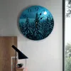 Horloges murales neige scène nuit forêt lune horloge Design moderne salon décoration cuisine silencieux décor à la maison