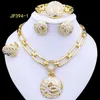 Wedding Jewelry Sets Italian 18K Gold Plated Set Luxury Women Necklaces Earrings Ring Bracelet Dubai Party Accessories 231130