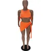 Arbeitskleider Sommer Bandage Solid 2-teiliges Set Frauen Sexy Lace Up Tank Crop Top und unregelmäßige Miniröcke Skinny Club Baddie Outfits 2023