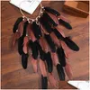 Acessórios de cabelo Gold Olive Leaf Hairpins Haimeikang Moda Boho Feather Headband Arons Light Color Tribe Festival Hair Band Hippie A Dhw2i