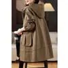 Casacos de Trench das Mulheres Primavera Outono Casaco Mulheres 2023 Moda Coreano Solto Casual Mid Long Hooded Overcoat Feminino Outerwer