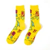 Мужские носки Cartoon Sock Art's Men's Patcwork Man Black Unisex Crew Casual Cotton Sox взрослый осень зимний классик Skarpetki