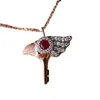 Pendant Necklaces Lovely Red Eyed Eagle's Head Full Inlay Zircon Necklace Cartoon That Children Will Love Gentle Rose Gold Color Jewelry