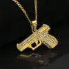 Mens modehalsband Full Diamond Pistol Pendant Hip Hop Halsband för män Guldpläterade coola Hiphop -kedjor2187