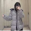 Women's Parkas Co branded Lunmengjia Fujiwara Hiroshi Thousand Bird Grid Hooded Down for and Winter Thickened Bread Couple Coat