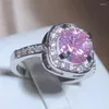 Кластерные кольца 925 Странная мода розовый цирконий кольцо квадрат четыре сладкие свадебные украшения подарки оптом