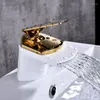 Bathroom Sink Faucets Toad All Brass Golden/Chrome Finished/Nickle Brushed Taps Deck Mounted Basin Waterfall Faucet Mixer Tap