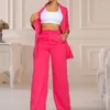 Women's Two Piece Pants High Waist Trousers Suit Stylish Coat Single-breasted Jacket Wide Leg Fashionable For Ladies Women