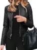 Womens Leather Faux PU Bike Coat With Zipper Short Thin Female Jacket Fashion Outwear Spring Autumn 231129