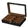 Smyckespåsar Deluxe Wood Wrist Watch Glasses Box Pillow Collector Shop Showcase Display