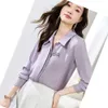 Blouses Femmes Chemises 2023 Automne Violet Femmes OL Style C Design Manches Longues Vintage Femme Casual Topsyolq