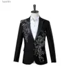 Herrdräkter Blazers Elegant Appliced ​​Two-Piece Men's Suit for Wedding Banket Host Dance Prom Men Blazer Chinese Stylel231130