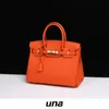 Designer Bojin Tote bags for women online store UNA Una Locke Orange Fashion Top Layer Cowhide Bag Real Leather Handbag Women's With Logo