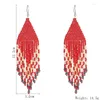 Dangle Earrings Fringe Hand Beading Weave Bohemia Serial Insertion Geometry Fashion Simple Alloy Ma'am Rice Bead