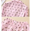 Kvinnors sömnkläder Kvinnors rosa pyjamas bomullsdamer pyjamas kostym vårens höstlångärvad underkläder hushållskläder söt hund 2023