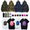 Shark Hoodies Heren Hoodie Designer Shirts Tees Dames Volledige Zip Up T-shirts Casual Hoody Korte mouw Kleding Bapes Tops High Street Lang 8