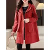 Casacos de Trench das Mulheres Primavera Outono Casaco Mulheres 2023 Moda Coreano Solto Casual Mid Long Hooded Overcoat Feminino Outerwer