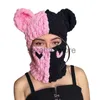 Muts/schedelmutsen Grappige oren Gebreide muts Muts Contrastkleur Hart Creatief Herfst Winter Warm Volledig gezicht Ski Facewear Caps Winddichte muts voor dames J231130