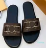 Classic Metal Letter Brand Sandals Lacquered Canvas Leather Outsole Anti Slides Slingback Ladies House Slipper