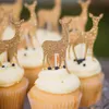 Festive Supplies Other & Party 10Pcs Deer Cupcake Toppers Sika Birthday Holiday Decorations (Golden)
