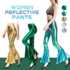 Spodnie damskie kobiety błyszczące laserowe spusty spodnie metalowe mokry mokry chudy stretch retro 70s disco scena klub dolne