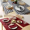 Serviette de table 6 pièces coton carreaux carré torchon cuisine chiffon serviette décorative dîner El noir blanc Plaid rouge