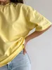 تي شيرت للسيدات قمصان بيضاء كبيرة الحجم للنساء القطن الصيفي الصيف الأخضر tirts النساء القصيرة الأكمام الزرقاء الزرقاء tird النساء الصفراء Tee 230428