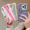 Mobiltelefonfodral Ottwn Candy Color Warm Furry Phone Case för iPhone 11 12 13 Pro Max 14 Pro Max 14Plus Camera Lens Protection Soft TPU Back Cover Q231130