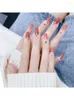 Fałszywe paznokcie 24pcs/Set Press na długiej gwiazdy Fire Balet Pełna pokrywa DIY GLUE Gradient Sky French Manicure