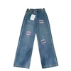 Jeans firmati Jeans ricamati a vita alta Pantaloni casual in denim a gamba dritta da donna