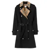 Dames trenchcoats Designer Shop Boutique Lange windjack voor lente en herfst 23 Nieuwe stijl Britse dubbele rij knopen Vetersluiting taille DA4H