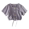 Women's Blouses Chiffon Elegant Shirts Women Summer Sweet Square Collar Fashion Crop Tops Female Drawstring Lace Up Modern Simple Button