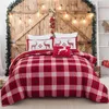 Sängkläder sätter 3d julskyddet omslaget Double Queen King Reversible Red White Elk Reindeer Bedding Set Child Kids Christmas Year Gift 231129