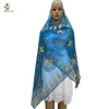 Etniska kläder Högkvalitativa afrikanska kvinnor Scarf Muslim Embroidery Net Hijab Small Size For Shawls BK111